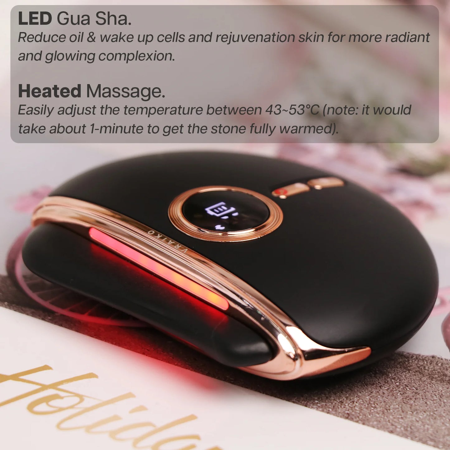 VRAIKO Eclipse Gua Sha – Heated, Vibrating, Red Light Facial Sculpting Tool