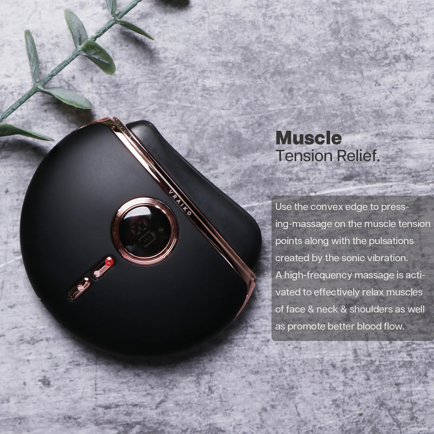 VRAIKO Eclipse Gua Sha – Heated, Vibrating, Red Light Facial Sculpting Tool